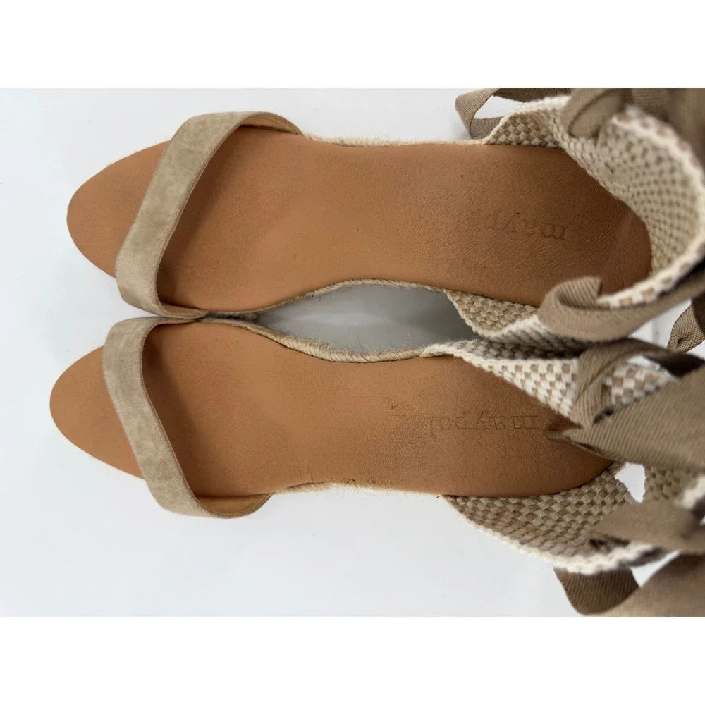 Maypol Tan Suede Espadrille Wedge Sandals Lace Up Made in Spain Size 39